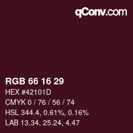 Color code: RGB 66 16 29 | qconv.com