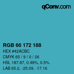 カラーコード: RGB 66 172 188 | qconv.com