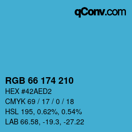 カラーコード: RGB 66 174 210 | qconv.com