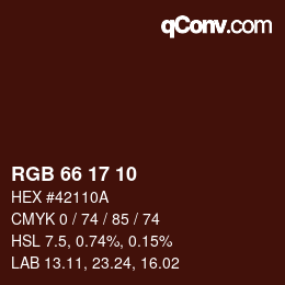 Color code: RGB 66 17 10 | qconv.com