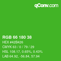 Color code: RGB 66 180 38 | qconv.com