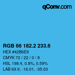 カラーコード: RGB 66 182.2 233.6 | qconv.com