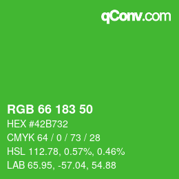 Color code: RGB 66 183 50 | qconv.com