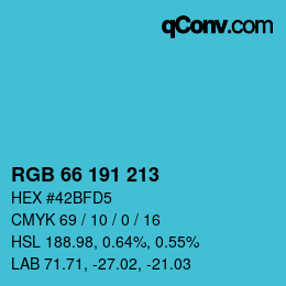 カラーコード: RGB 66 191 213 | qconv.com