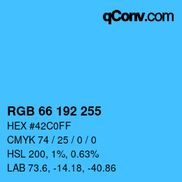 Color code: RGB 66 192 255 | qconv.com
