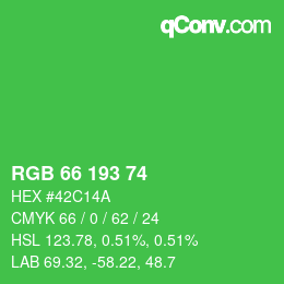 カラーコード: RGB 66 193 74 | qconv.com
