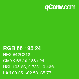 カラーコード: RGB 66 195 24 | qconv.com