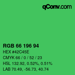 Color code: RGB 66 196 94 | qconv.com