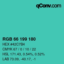 Color code: RGB 66 199 180 | qconv.com