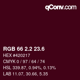 カラーコード: RGB 66 2.2 23.6 | qconv.com