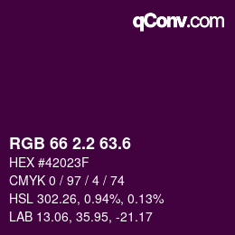 カラーコード: RGB 66 2.2 63.6 | qconv.com