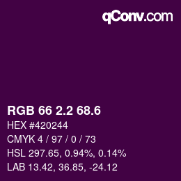 カラーコード: RGB 66 2.2 68.6 | qconv.com