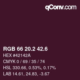 カラーコード: RGB 66 20.2 42.6 | qconv.com