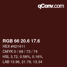 カラーコード: RGB 66 20.6 17.6 | qconv.com