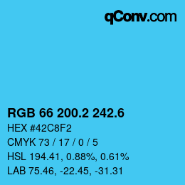 カラーコード: RGB 66 200.2 242.6 | qconv.com