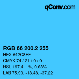 カラーコード: RGB 66 200.2 255 | qconv.com