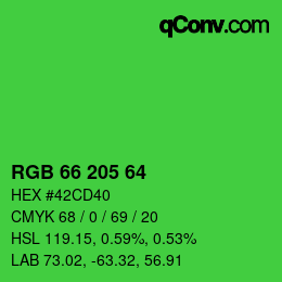 Color code: RGB 66 205 64 | qconv.com