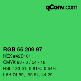 カラーコード: RGB 66 209 97 | qconv.com