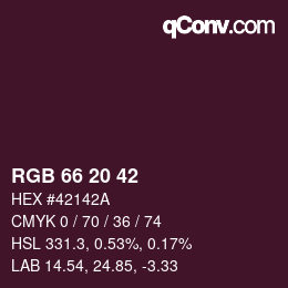 Color code: RGB 66 20 42 | qconv.com