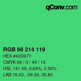 カラーコード: RGB 66 214 119 | qconv.com