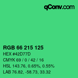 Color code: RGB 66 215 125 | qconv.com
