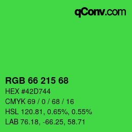 Color code: RGB 66 215 68 | qconv.com