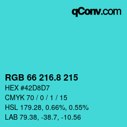 カラーコード: RGB 66 216.8 215 | qconv.com