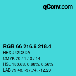 カラーコード: RGB 66 216.8 218.4 | qconv.com