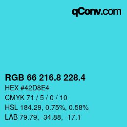 カラーコード: RGB 66 216.8 228.4 | qconv.com