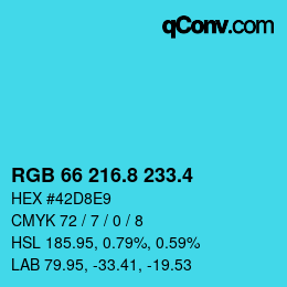 カラーコード: RGB 66 216.8 233.4 | qconv.com