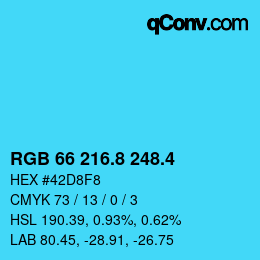カラーコード: RGB 66 216.8 248.4 | qconv.com