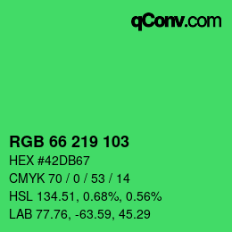 Color code: RGB 66 219 103 | qconv.com