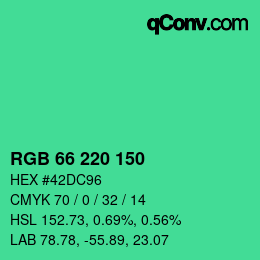 Color code: RGB 66 220 150 | qconv.com
