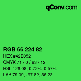 Color code: RGB 66 224 82 | qconv.com