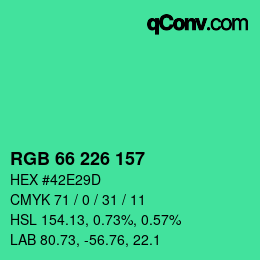 Color code: RGB 66 226 157 | qconv.com