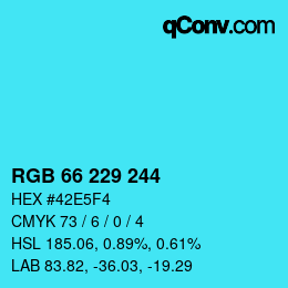 Farbcode: RGB 66 229 244 | qconv.com