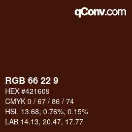 Color code: RGB 66 22 9 | qconv.com
