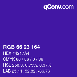 Color code: RGB 66 23 164 | qconv.com