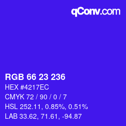 Farbcode: RGB 66 23 236 | qconv.com