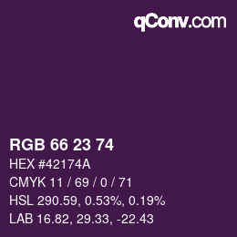 Color code: RGB 66 23 74 | qconv.com