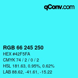 颜色代码: RGB 66 245 250 | qconv.com