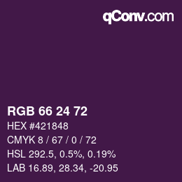 Color code: RGB 66 24 72 | qconv.com