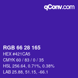 カラーコード: RGB 66 28 165 | qconv.com