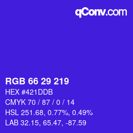 カラーコード: RGB 66 29 219 | qconv.com