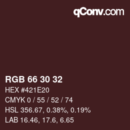 颜色代码: RGB 66 30 32 | qconv.com