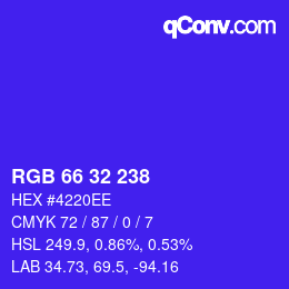 Color code: RGB 66 32 238 | qconv.com