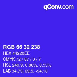 Color code: RGB 66 32 238 | qconv.com