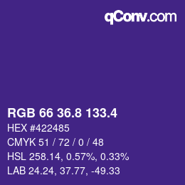カラーコード: RGB 66 36.8 133.4 | qconv.com