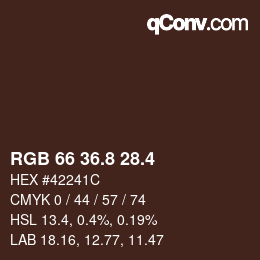 カラーコード: RGB 66 36.8 28.4 | qconv.com