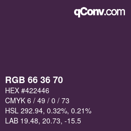 Color code: RGB 66 36 70 | qconv.com
